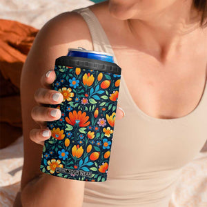 Mexican Gardening Flower Pattern 4 in 1 Can Cooler Tumbler Personalized TS04 Print Your Wear