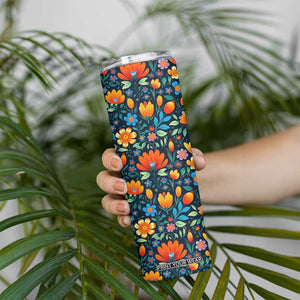 Mexican Gardening Flower Pattern Skinny Tumbler Personalized TS04 Print Your Wear