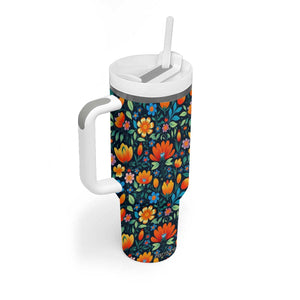 Mexican Gardening Flower Pattern Tumbler With Handle Personalized TS04 Print Your Wear