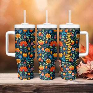 Mexican Gardening Flower Pattern Tumbler With Handle Personalized TS04 Print Your Wear