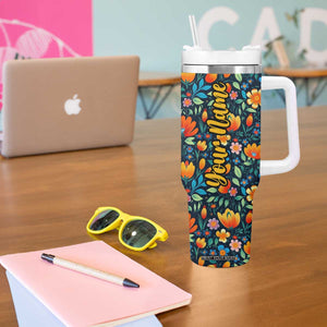 Mexican Gardening Flower Pattern Tumbler With Handle Personalized TS04 Print Your Wear