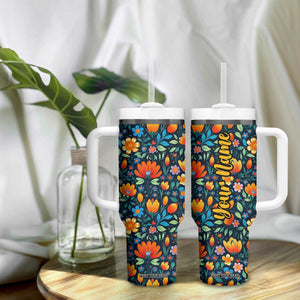 Mexican Gardening Flower Pattern Tumbler With Handle Personalized TS04 Print Your Wear