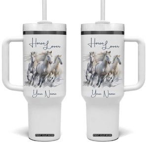 Horse Lover Tumbler With Handle Personalized TS04 One Size: 40 oz Multicolor Print Your Wear