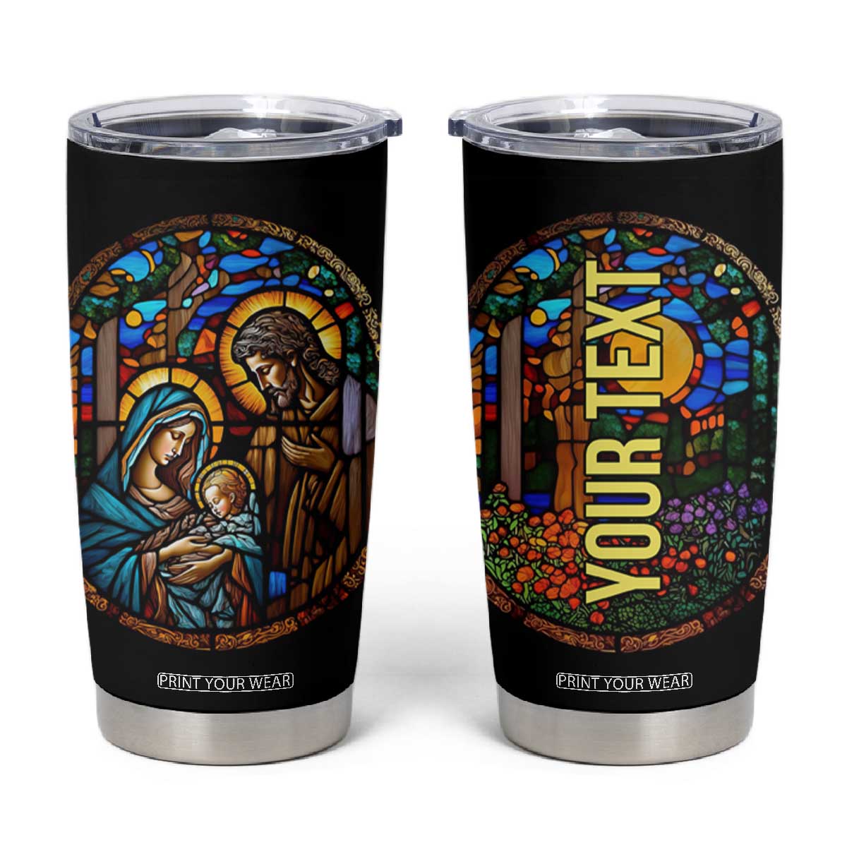 Faith Nativity Abstract Stained Glass Tumbler Cup Personalized TS04 Multicolor Print Your Wear