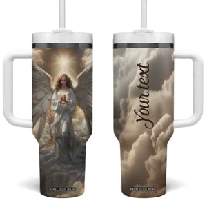 Faith Angel Tumbler With Handle Personalized TS04 One Size: 40 oz Multicolor Print Your Wear