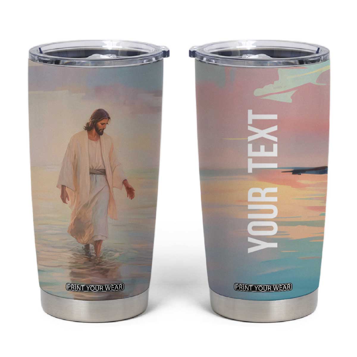 Jesus Walking On The Beach Tumbler Cup Personalized TS04 Multicolor Print Your Wear