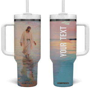 Jesus Walking On The Beach Tumbler With Handle Personalized TS04 One Size: 40 oz Multicolor Print Your Wear