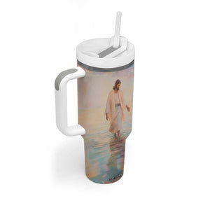 Jesus Walking On The Beach Tumbler With Handle Personalized TS04 Print Your Wear