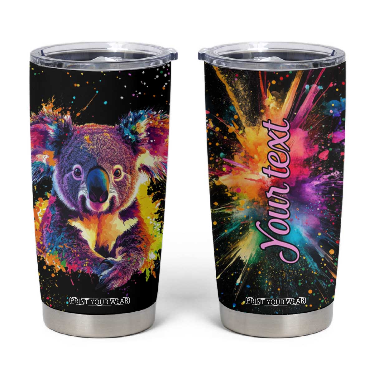 Koala Rainbow Color Style Tumbler Cup Personalized TS04 Multicolor Print Your Wear