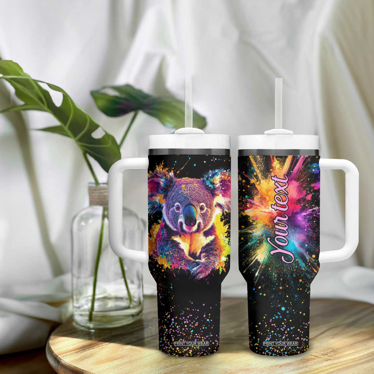 Koala Rainbow Color Style Tumbler With Handle Personalized TS04 Print Your Wear