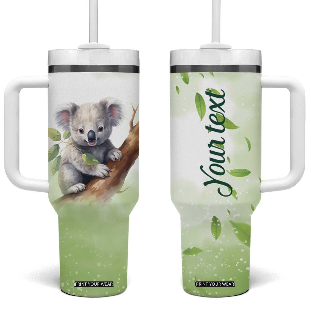 Koala Hugs Tree Tumbler With Handle Personalized TS04 One Size: 40 oz Multicolor Print Your Wear