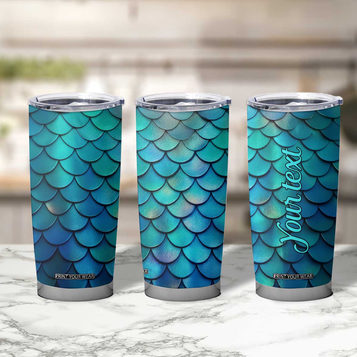Mermaid Scales Pattern Tumbler Cup Personalized TS04 Print Your Wear