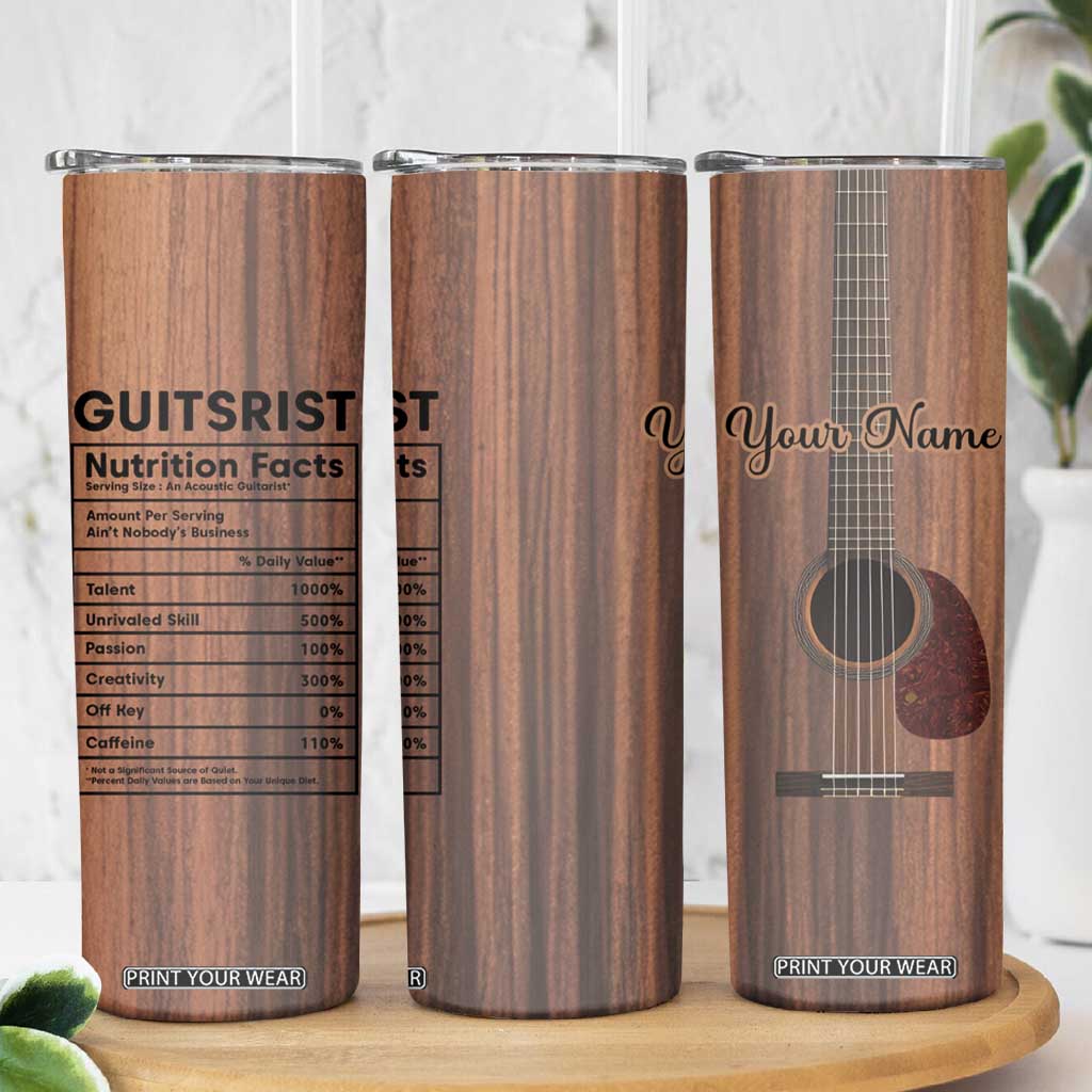 Guitarist Nutrition Facts Acoustic Guitar Skinny Tumbler Personalized TS04 Print Your Wear