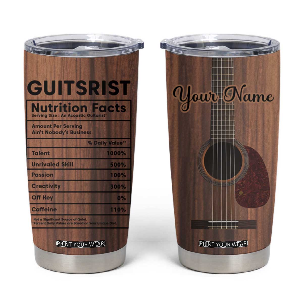 Guitarist Nutrition Facts Acoustic Guitar Tumbler Cup Personalized TS04 Multicolor Print Your Wear