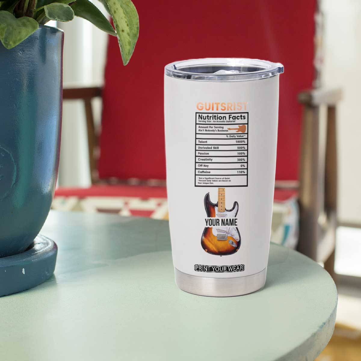 Guitarist Nutrition Facts Electric Guitar Tumbler Cup Personalized TS04 Print Your Wear