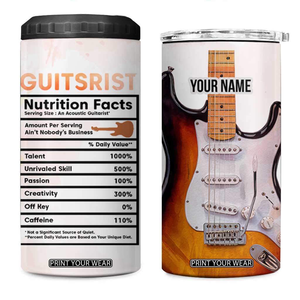 Guitarist Nutrition Facts Electric Guitar 4 in 1 Can Cooler Tumbler Personalized TS04 One Size: 16 oz Multicolor Print Your Wear