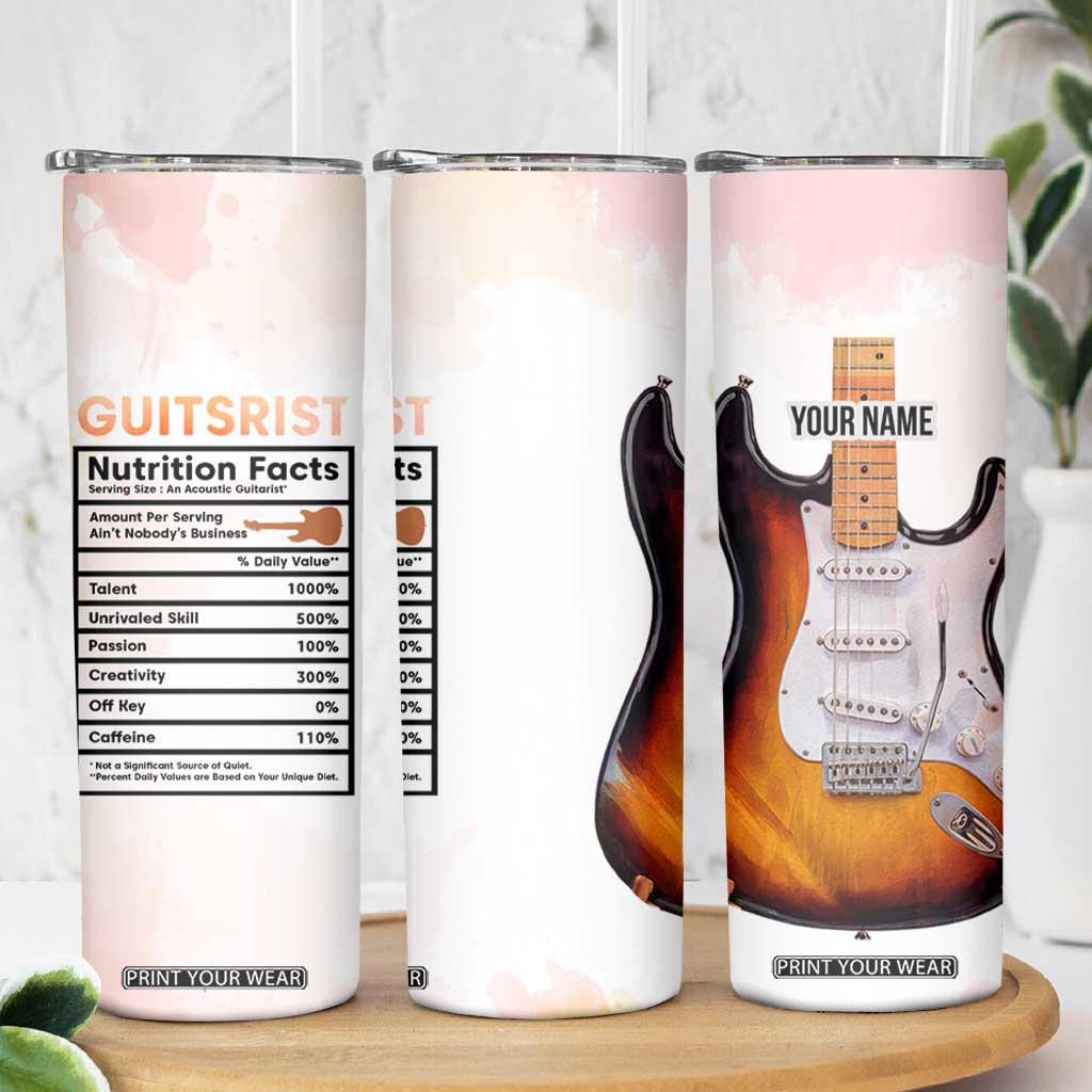 Guitarist Nutrition Facts Electric Guitar Skinny Tumbler Personalized TS04 Print Your Wear