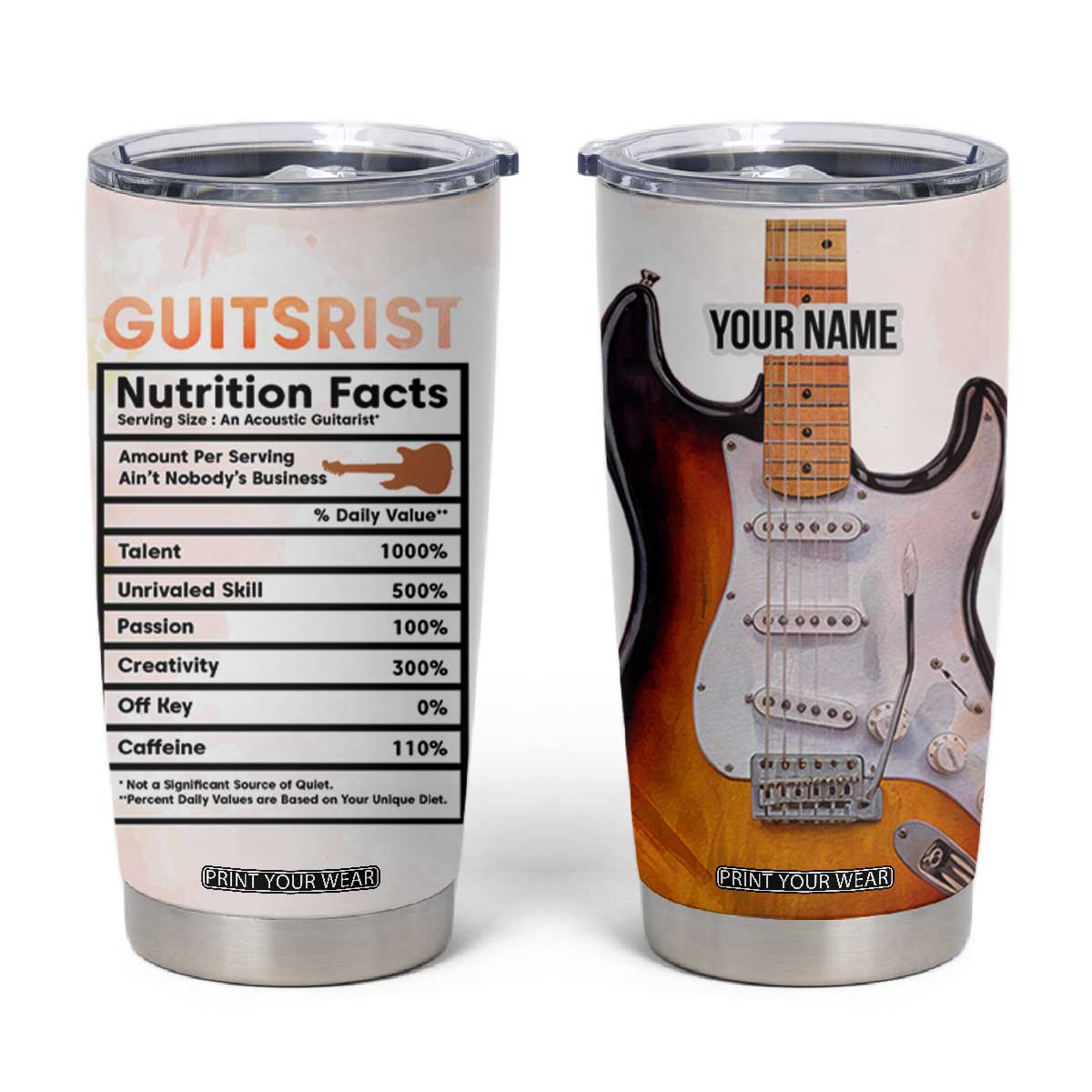 Guitarist Nutrition Facts Electric Guitar Tumbler Cup Personalized TS04 Multicolor Print Your Wear