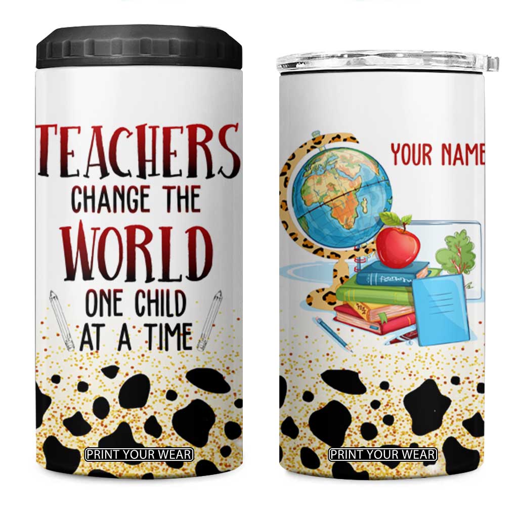 Teachers Change The World One Child At A Time 4 in 1 Can Cooler Tumbler Personalized TS04 One Size: 16 oz Multicolor Print Your Wear