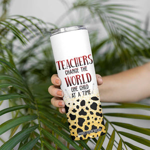 Teachers Change The World One Child At A Time Skinny Tumbler Personalized TS04 Print Your Wear