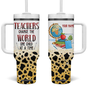 Teachers Change The World One Child At A Time Tumbler With Handle Personalized TS04 One Size: 40 oz Multicolor Print Your Wear