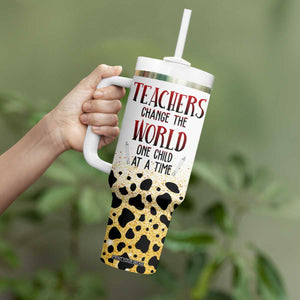 Teachers Change The World One Child At A Time Tumbler With Handle Personalized TS04 Print Your Wear