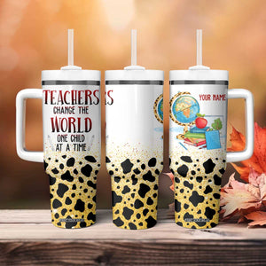 Teachers Change The World One Child At A Time Tumbler With Handle Personalized TS04 Print Your Wear