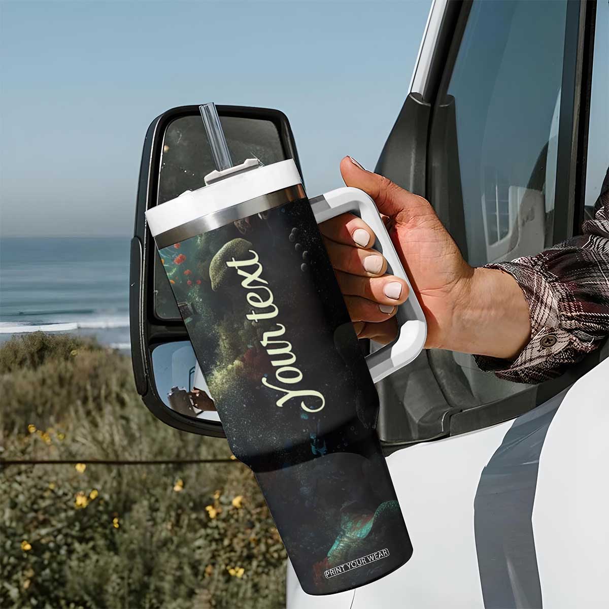 Mermaid Ocean Tumbler With Handle Personalized TS04 Print Your Wear