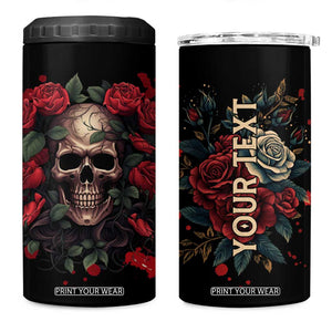 Vintage Skull Rose 4 in 1 Can Cooler Tumbler Personalized TS04 One Size: 16 oz Multicolor Print Your Wear