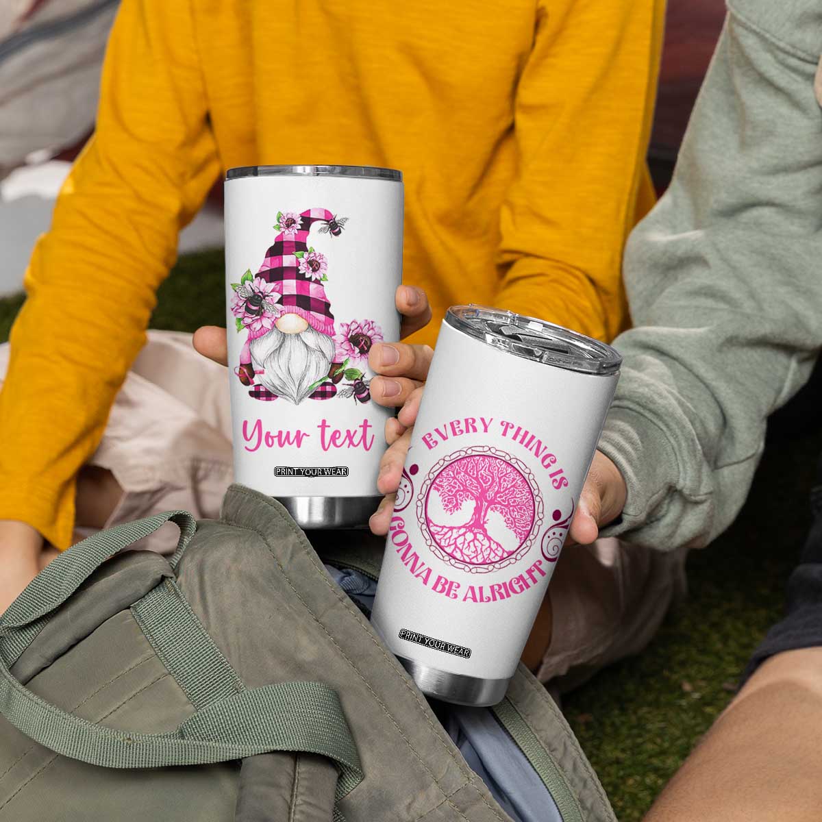 Every Thing Is Gonna Be Alright Pink Gnome Brc Tumbler Cup Personalized TS04 Print Your Wear