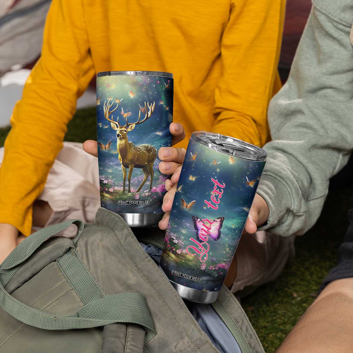 Deer In Flower Forest Tumbler Cup Personalized TS04 Print Your Wear