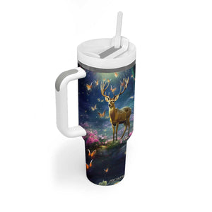 Deer In Flower Forest Tumbler With Handle Personalized TS04 Print Your Wear