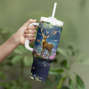 Deer In Flower Forest Tumbler With Handle Personalized TS04 Print Your Wear