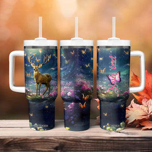 Deer In Flower Forest Tumbler With Handle Personalized TS04 Print Your Wear