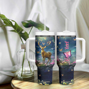 Deer In Flower Forest Tumbler With Handle Personalized TS04 Print Your Wear