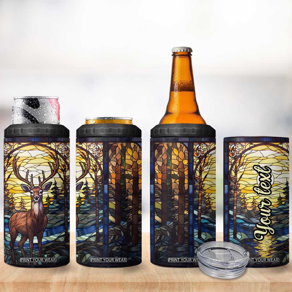 Deer Stained Glass 4 in 1 Can Cooler Tumbler Personalized TS04 Print Your Wear