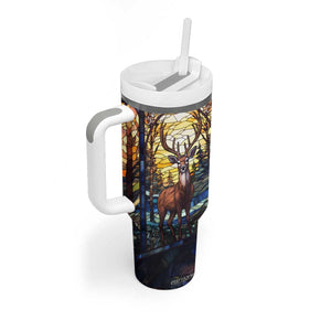 Deer Stained Glass Tumbler With Handle Personalized TS04 Print Your Wear