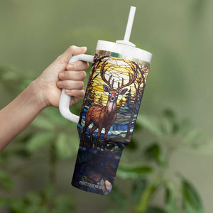 Deer Stained Glass Tumbler With Handle Personalized TS04 Print Your Wear