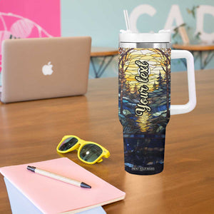 Deer Stained Glass Tumbler With Handle Personalized TS04 Print Your Wear