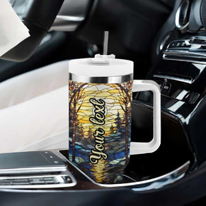 Deer Stained Glass Tumbler With Handle Personalized TS04 Print Your Wear