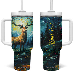 Deer Starry Night Style Tumbler With Handle Personalized TS04 One Size: 40 oz Multicolor Print Your Wear