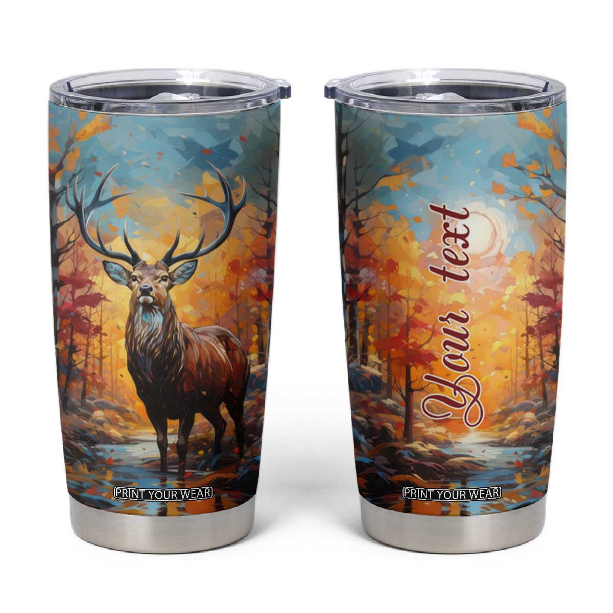 Deer In Colorful Forest Tumbler Cup Personalized TS04 Multicolor Print Your Wear