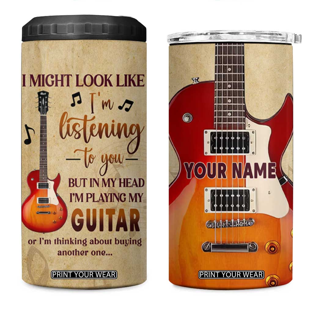 But In My Head Im Playing My Guitar Or Im Thinking About Buying Another One 4 in 1 Can Cooler Tumbler Personalized TS04 One Size: 16 oz Multicolor Print Your Wear