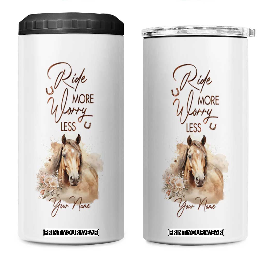 Horse Ride More Worry Less 4 in 1 Can Cooler Tumbler Personalized TS04 One Size: 16 oz Multicolor Print Your Wear