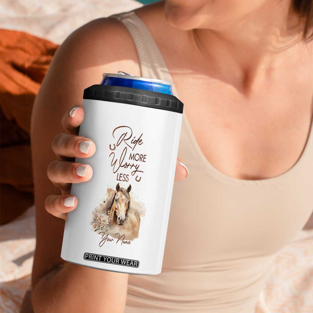 Horse Ride More Worry Less 4 in 1 Can Cooler Tumbler Personalized TS04 Print Your Wear