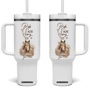 Horse Ride More Worry Less Tumbler With Handle Personalized TS04 One Size: 40 oz Multicolor Print Your Wear