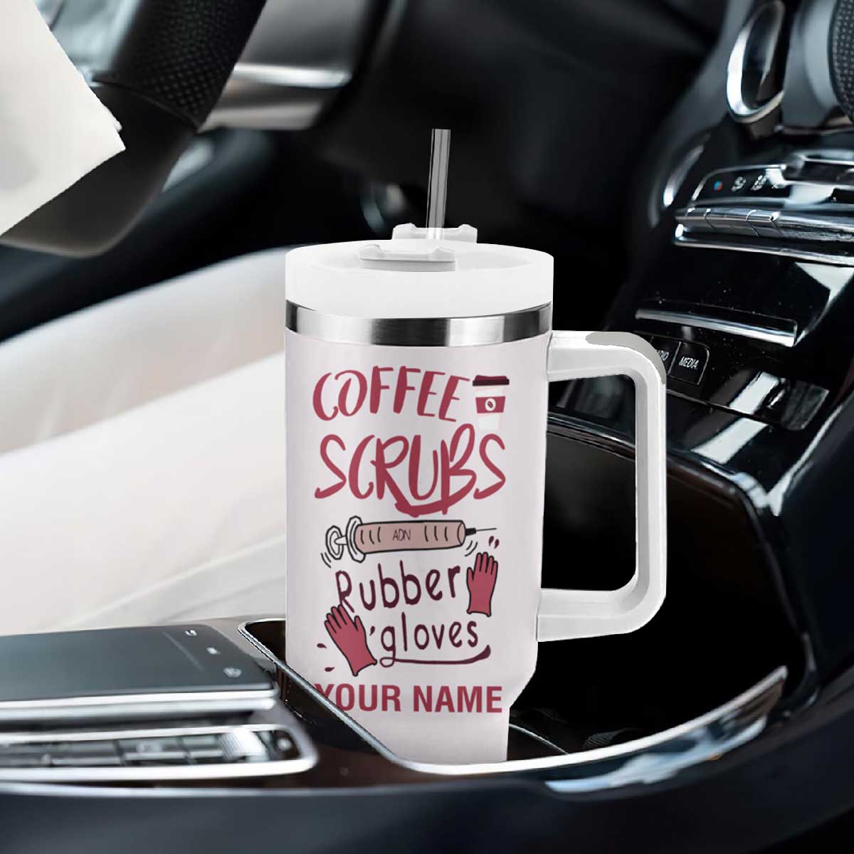 Coffee Scrubs And Rubber Gloves Tumbler With Handle Personalized TS04 Print Your Wear