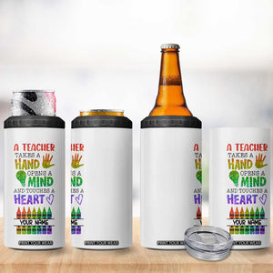 A Teacher Takes A Hand Open A Mind And Touches A Heart 4 in 1 Can Cooler Tumbler Personalized TS04 Print Your Wear