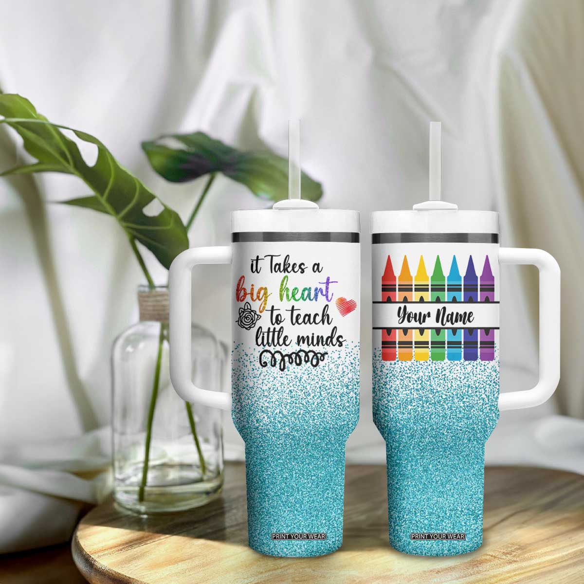 Teacher Tumbler With Handle Personalized TS04 Print Your Wear