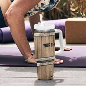 Beer Barrel Wooden Personalized Tumbler With Handle TS04 Print Your Wear